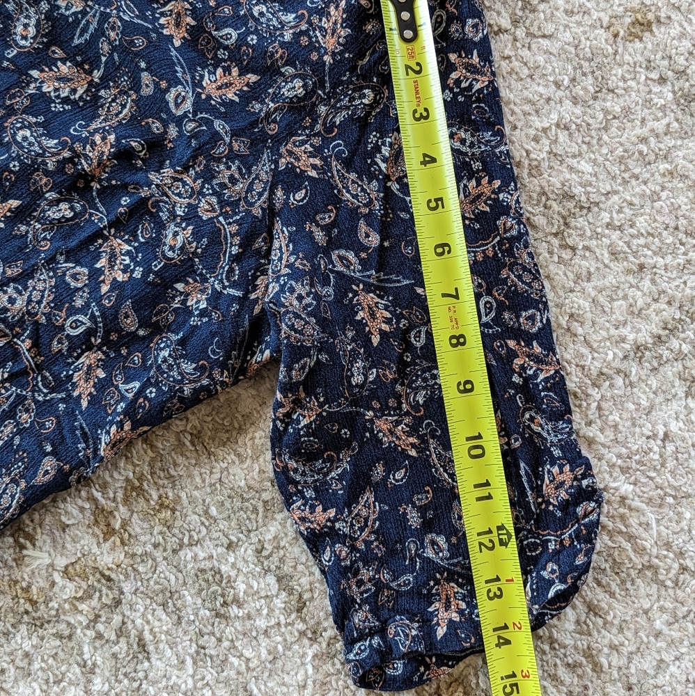 SOLD Market  Spruce Womens 2X Navy Blue Paisley Embroidered 3/4 Sleeve Tunic - Picture 7 of 10